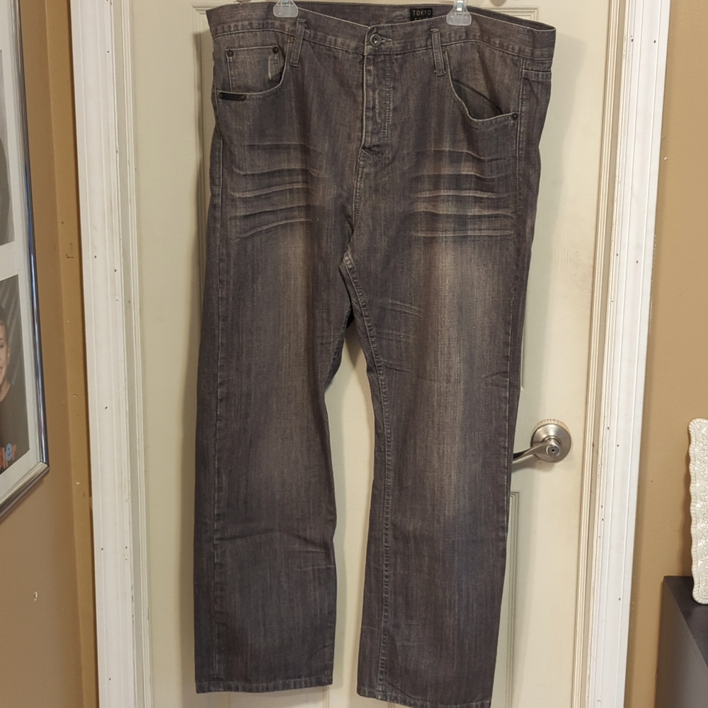 Men's Tokyo Five size 42 grey washed/distressed straight leg jeans